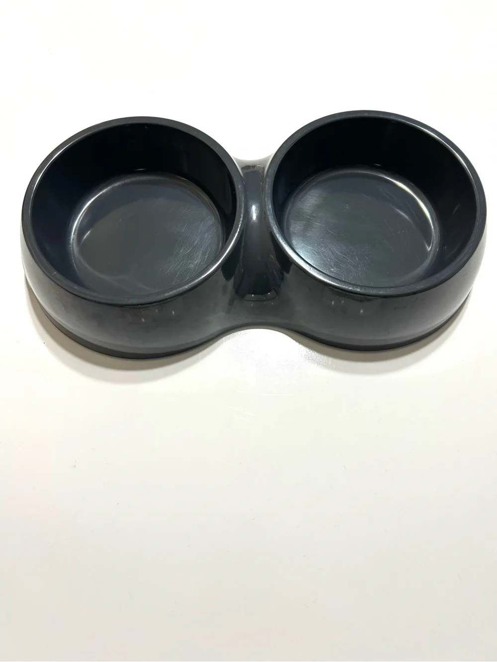 Dark Gray Double Pet Bowl for Dog / Cat Feeding Dish Suitable for Food and Water